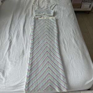 For love & lemons Corinna bralette Bette midi skirt crochet set NWT lavender